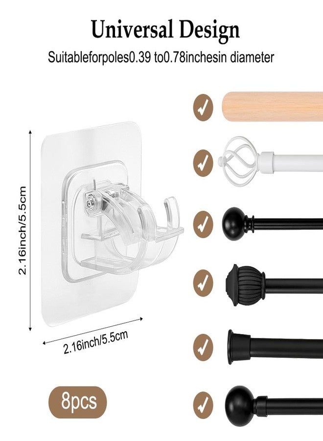 Sociaooil 8PCS No Drill Curtain Rod Brackets, Self Adhesive No Drilling Curtain Rod Holder Hooks Nail Free Adjustable Renter Friendly Transparent Hangers for Bathroom Kitchen Home Bathroom Hotel Apartment - Image 4
